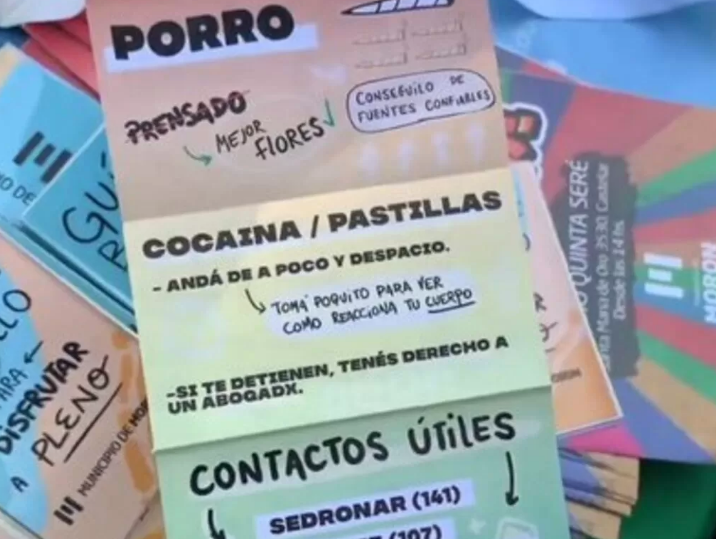 El municipio de Morón emitió un particular folleto sobre el consumo de drogas #ElTemaDelDía