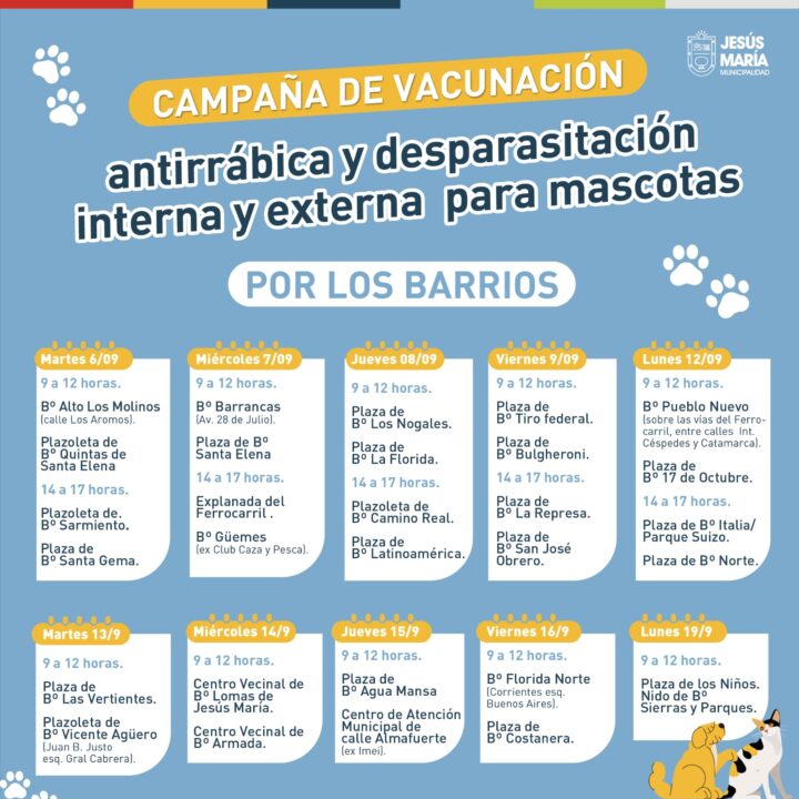 Jesús María continúa con la campaña de vacunación antirrábica y desparasitación de mascotas por los barrios