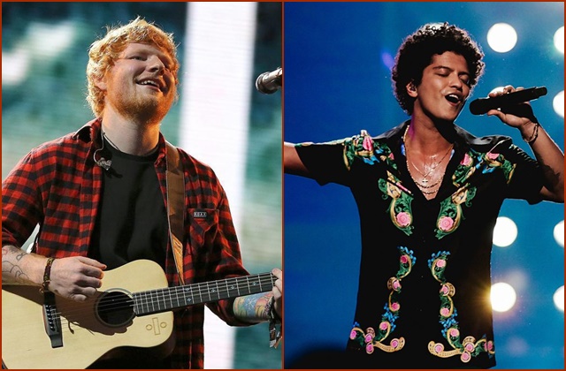 Ed Sheeran y Bruno Mars son los recomendados del lunes